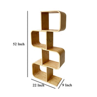 Tima Accent Bookshelf, 52 Inch Tall Storage, Walnut Brown Bamboo Frame - BM319886