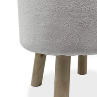 Ginni Footstool Ottoman Set of 2, White Polyester, Soft Seat, Wood Legs - BM319888