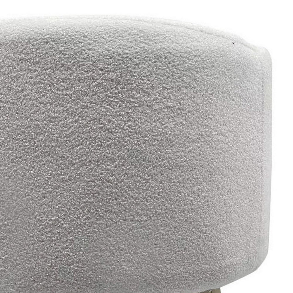 Ginni Footstool Ottoman Set of 2, White Polyester, Soft Seat, Wood Legs - BM319888