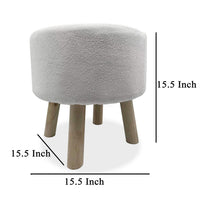 Ginni Footstool Ottoman Set of 2, White Polyester, Soft Seat, Wood Legs - BM319888