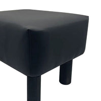 Ginni Footstool Ottoman Set of 2, Black Faux Leather, Soft Seat, Wood Legs - BM319889