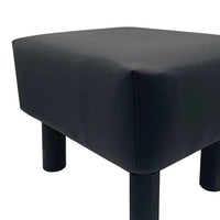 Ginni Footstool Ottoman Set of 2, Black Faux Leather, Soft Seat, Wood Legs - BM319889