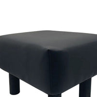 Ginni Footstool Ottoman Set of 2, Black Faux Leather, Soft Seat, Wood Legs - BM319889