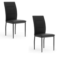 Miya Side Dining Chair Set of 2, Black Faux Leather, Sleek Metal Legs - BM319890