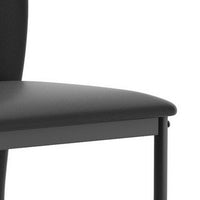 Miya Side Dining Chair Set of 2, Black Faux Leather, Sleek Metal Legs - BM319890