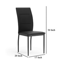 Miya Side Dining Chair Set of 2, Black Faux Leather, Sleek Metal Legs - BM319890