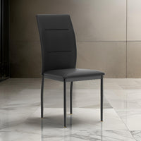 Miya Side Dining Chair Set of 2, Black Faux Leather, Sleek Metal Legs - BM319890