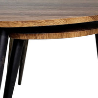 Clovia Nesting Table, Set of 2, Triangular Brown Solid Wood, Black Metal - BM319891