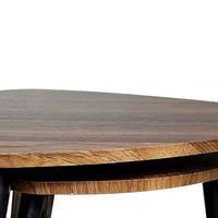 Clovia Nesting Table, Set of 2, Triangular Brown Solid Wood, Black Metal - BM319891