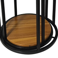 Molly Nesting Table Set of 2, Round Brown Solid Wood Top, Black Metal Frame - BM319892