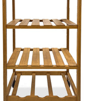 Harry Kitchen Bar Cart, 1 Drawer, 3 Shelves, Brown Bamboo, Rolling Wheels - BM319893