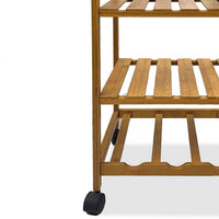 Harry Kitchen Bar Cart, 1 Drawer, 3 Shelves, Brown Bamboo, Rolling Wheels - BM319893