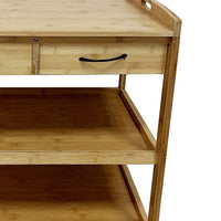 Walter Kitchen Bar Cart, 2 Drawers, 2 Shelves, Brown Bamboo, Rolling Wheels - BM319894