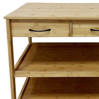 Walter Kitchen Bar Cart, 2 Drawers, 2 Shelves, Brown Bamboo, Rolling Wheels - BM319894