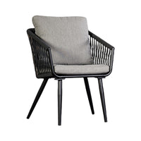 Shami 3pc Outdoor Table Set with 2 Chairs, Light Gray Fabric, Black Metal - BM319895