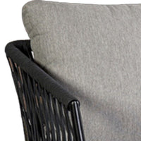 Shami 3pc Outdoor Table Set with 2 Chairs, Light Gray Fabric, Black Metal - BM319895