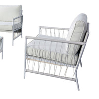 Hema 4 Piece Patio Set with 2 Chairs, Table, and Sofa, White Fabric, Metal  - BM319897