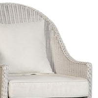 Tomo Outdoor Swivel Chair, Wingback Design, White Fabric, Wicker Rattan - BM319898