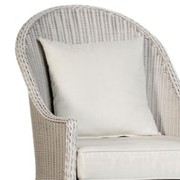 Tomo Outdoor Swivel Chair, Wingback Design, White Fabric, Wicker Rattan - BM319898
