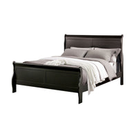 Ryla Twin Size Bed, Classic Sleigh Panel Headboard, Black Solid Wood - BM319901