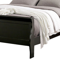 Ryla Twin Size Bed, Classic Sleigh Panel Headboard, Black Solid Wood - BM319901