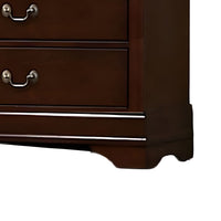 Ryla Tall Dresser Chest, 5 Drawers, Metal Handles, Cherry Brown Solid Wood