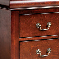 Ryla Nightstand, 2 Drawers, Cherry Brown Solid Wood, Bronze Drop Handles  - BM319904
