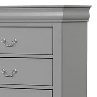 Ryla Tall Dresser Chest, 5 Drawers, Metal Handles, Light Gray Solid Wood  - BM319908