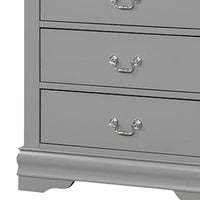 Ryla Tall Dresser Chest, 5 Drawers, Metal Handles, Light Gray Solid Wood  - BM319908