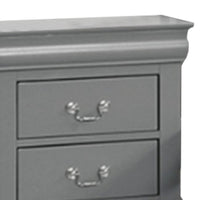 Ryla Nightstand, 2 Drawers, Light Gray Solid Wood, Nickel Drop Handles - BM319910