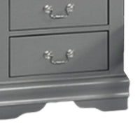 Ryla Nightstand, 2 Drawers, Light Gray Solid Wood, Nickel Drop Handles - BM319910