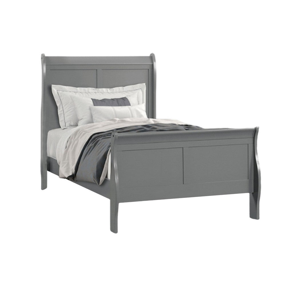 Ryla Full Size Bed, Sleigh Panel Headboard, Classic Light Gray Solid Wood - BM319911