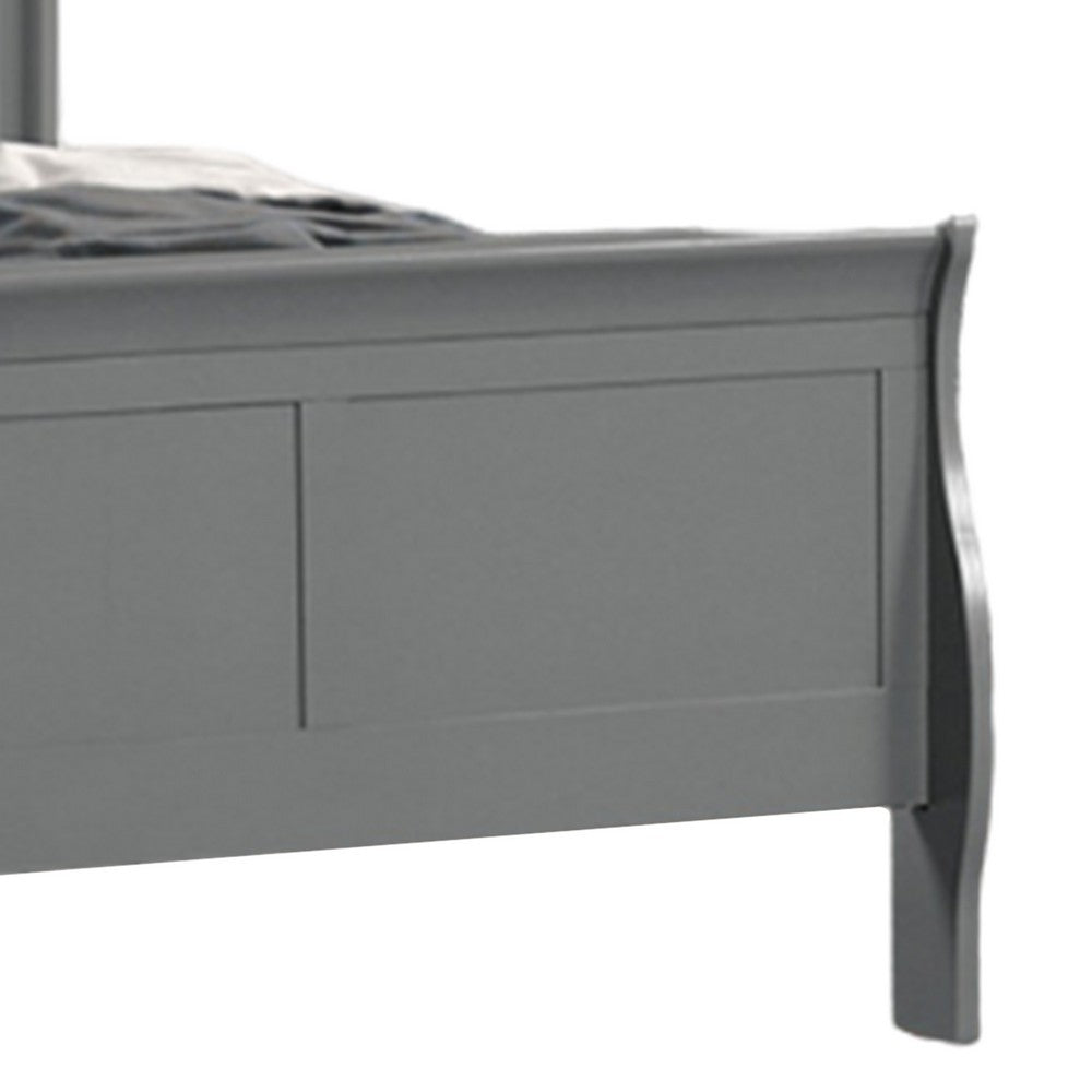 Ryla Full Size Bed, Sleigh Panel Headboard, Classic Light Gray Solid Wood - BM319911