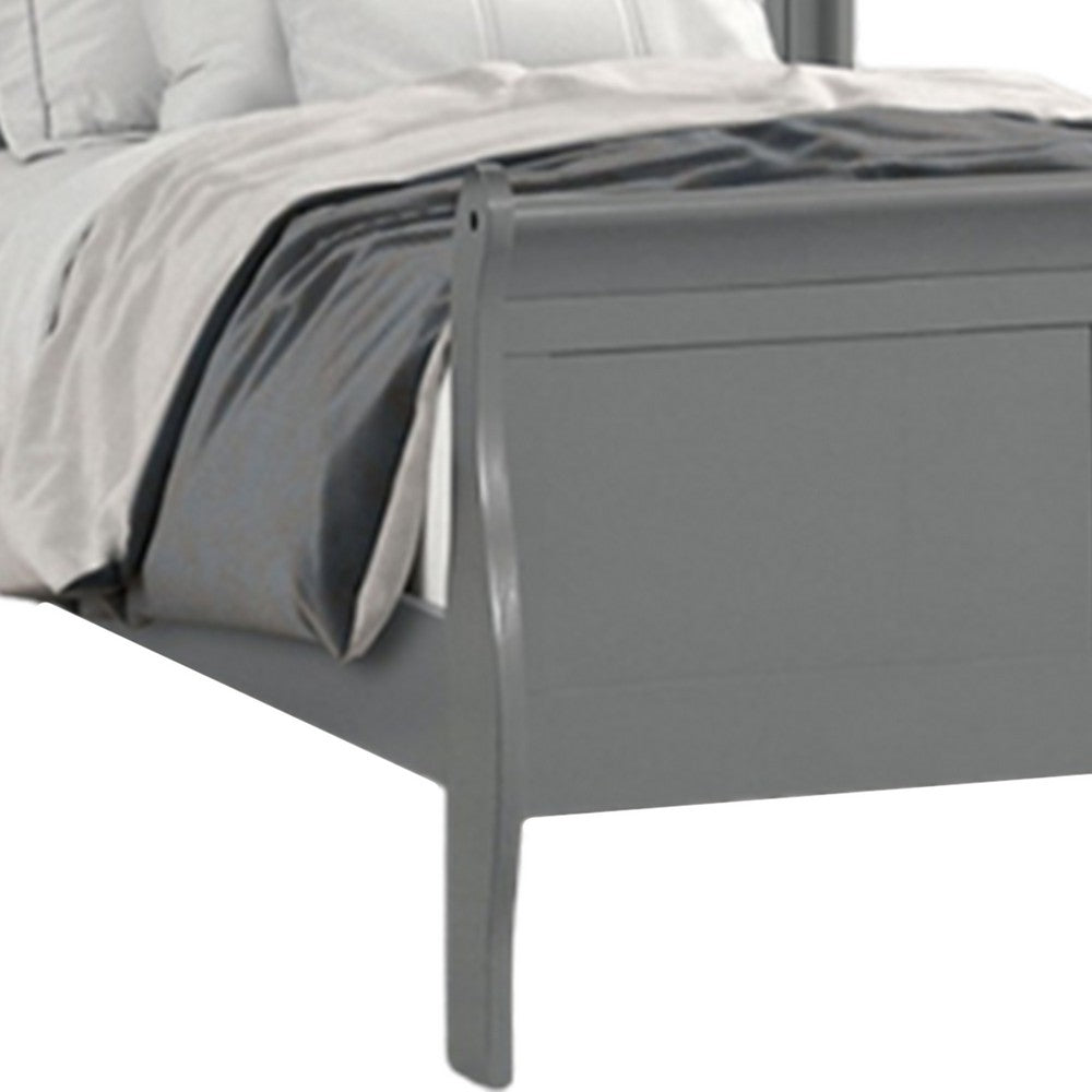 Ryla Full Size Bed, Sleigh Panel Headboard, Classic Light Gray Solid Wood - BM319911