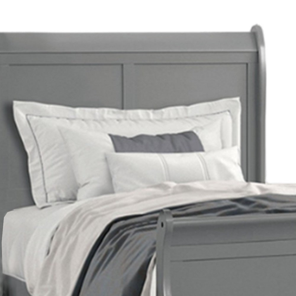 Ryla Full Size Bed, Sleigh Panel Headboard, Classic Light Gray Solid Wood - BM319911
