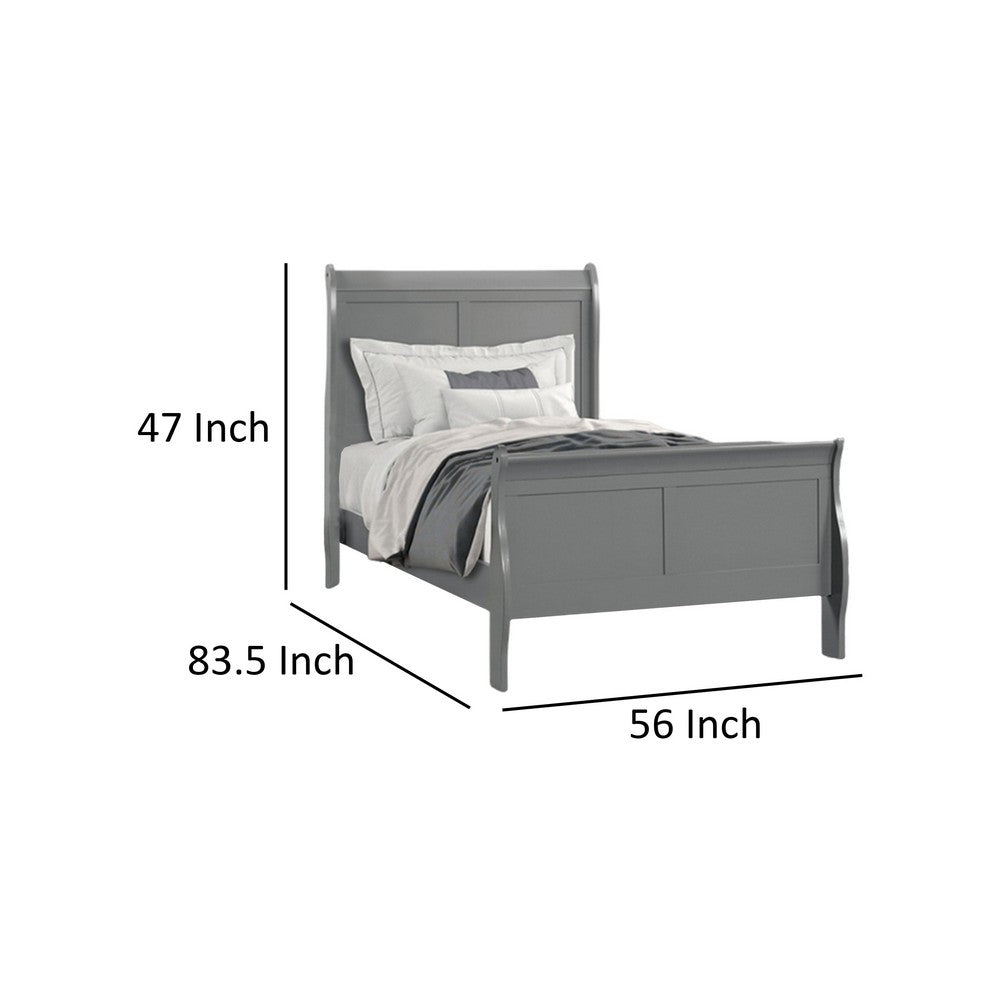 Ryla Full Size Bed, Sleigh Panel Headboard, Classic Light Gray Solid Wood - BM319911