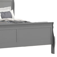 Ryla Queen Size Bed, Sleigh Panel Headboard, Classic Light Gray Solid Wood - BM319912