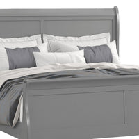 Ryla Queen Size Bed, Sleigh Panel Headboard, Classic Light Gray Solid Wood - BM319912