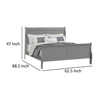 Ryla Queen Size Bed, Sleigh Panel Headboard, Classic Light Gray Solid Wood - BM319912