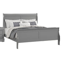 Ryla Twin Size Bed, Sleigh Panel Headboard, Classic Light Gray Solid Wood - BM319913