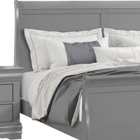 Ryla Twin Size Bed, Sleigh Panel Headboard, Classic Light Gray Solid Wood - BM319913