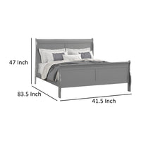 Ryla Twin Size Bed, Sleigh Panel Headboard, Classic Light Gray Solid Wood - BM319913