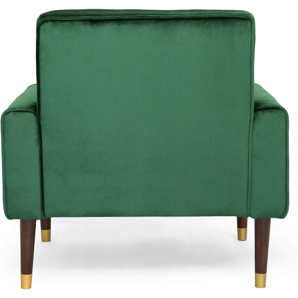 Covia Accent Club Chair, Waffle Stitch Emerald Velvet, Gold Tip Legs -BM320495