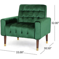 Covia Accent Club Chair, Waffle Stitch Emerald Velvet, Gold Tip Legs -BM320495