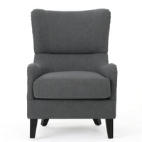 Dane Accent Club Chair, Gray Fabric, Wingback, Box Seat, Scoop Arms -BM320500