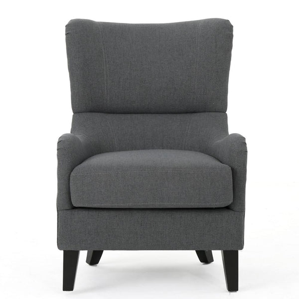 Dane Accent Club Chair, Gray Fabric, Wingback, Box Seat, Scoop Arms -BM320500