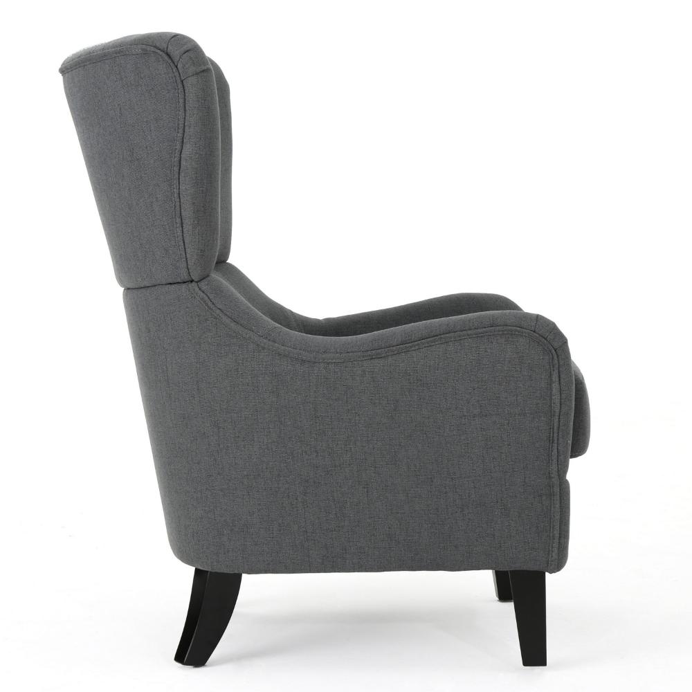 Dane Accent Club Chair, Gray Fabric, Wingback, Box Seat, Scoop Arms -BM320500