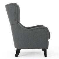 Dane Accent Club Chair, Gray Fabric, Wingback, Box Seat, Scoop Arms -BM320500
