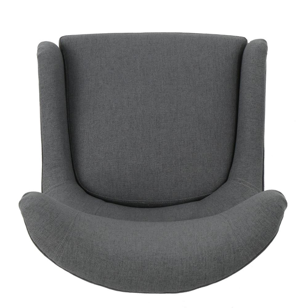 Dane Accent Club Chair, Gray Fabric, Wingback, Box Seat, Scoop Arms -BM320500