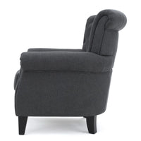 Accent Club Chair, Rolled Arms and Back, Diamond Stitched, Gray Fabric -BM320514
